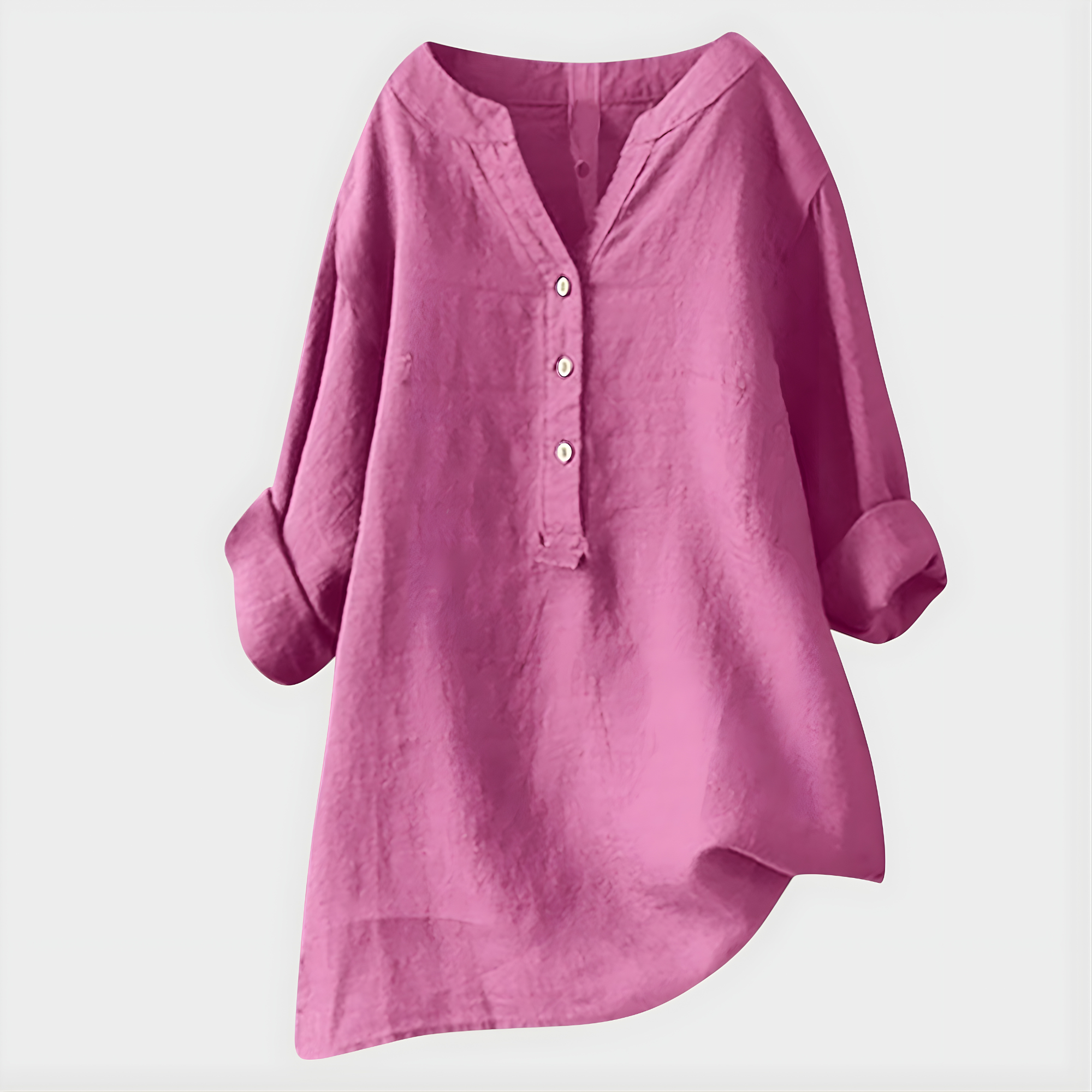 Cotton-Linen V-Neck Blouse
