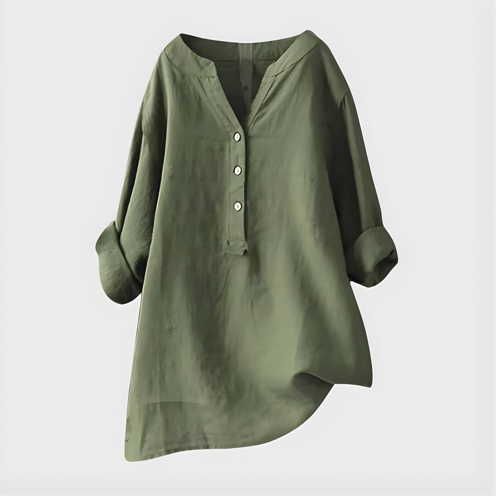 Cotton-Linen V-Neck Blouse
