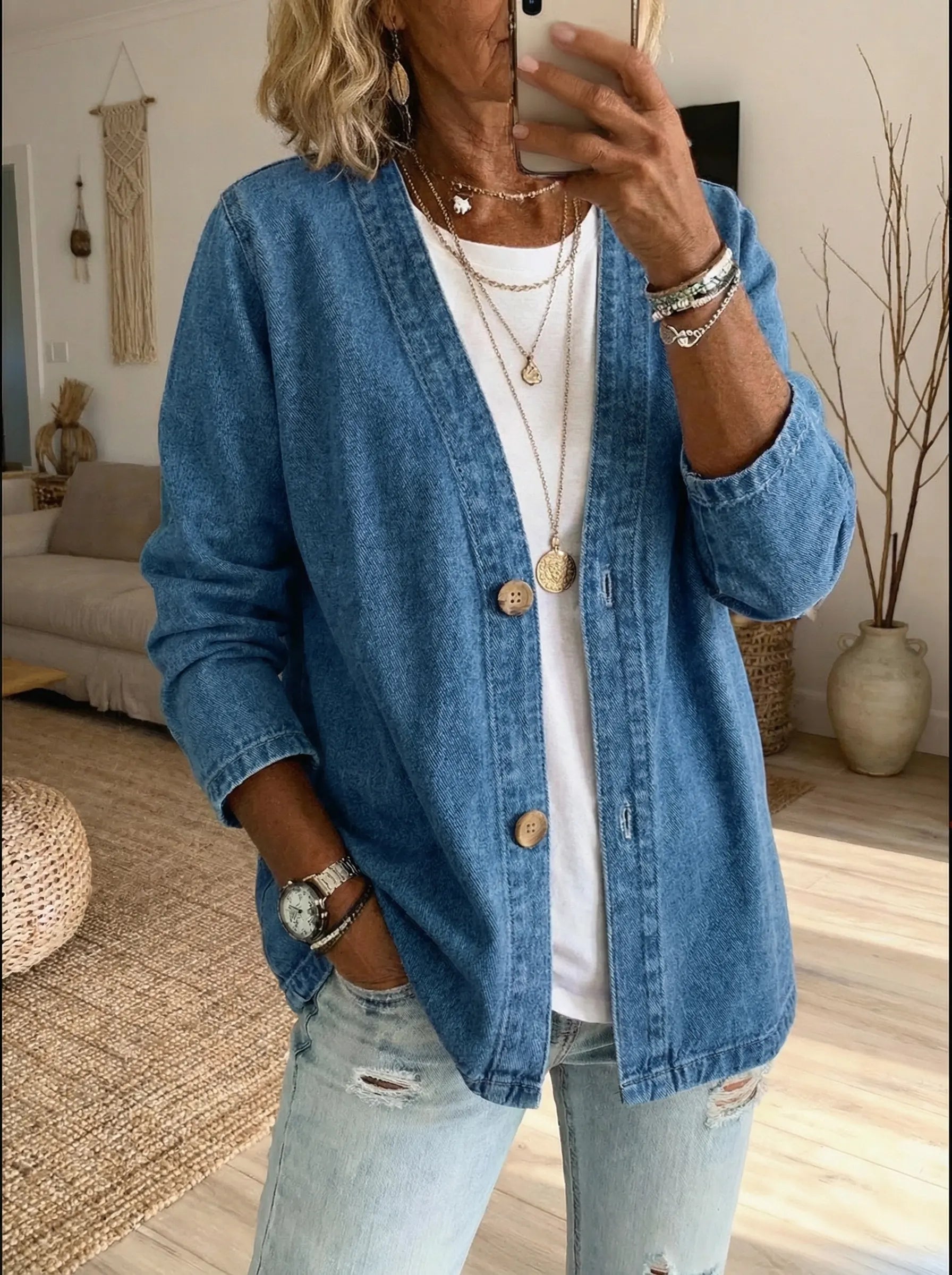 V-Neck Longline Shirt