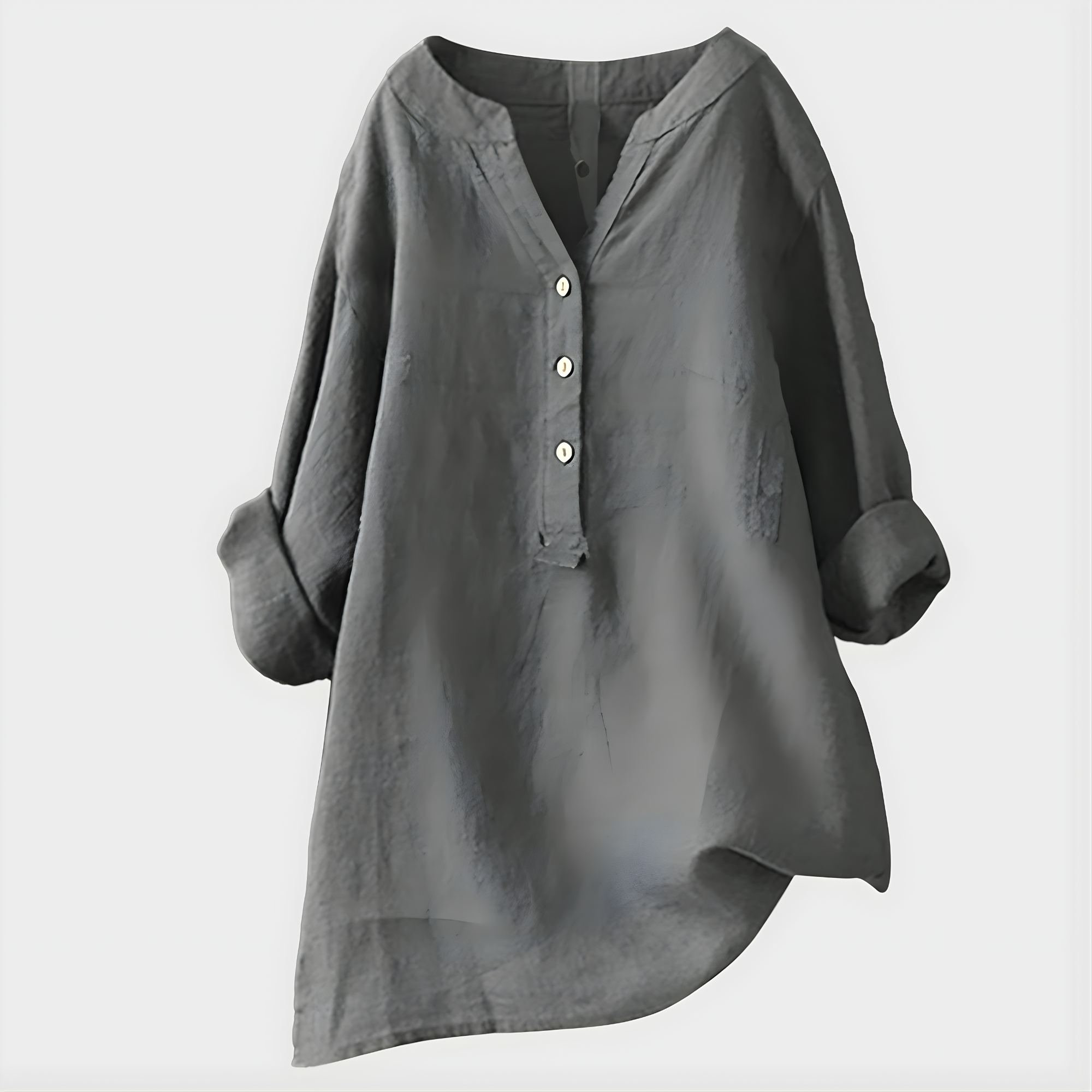 Cotton-Linen V-Neck Blouse