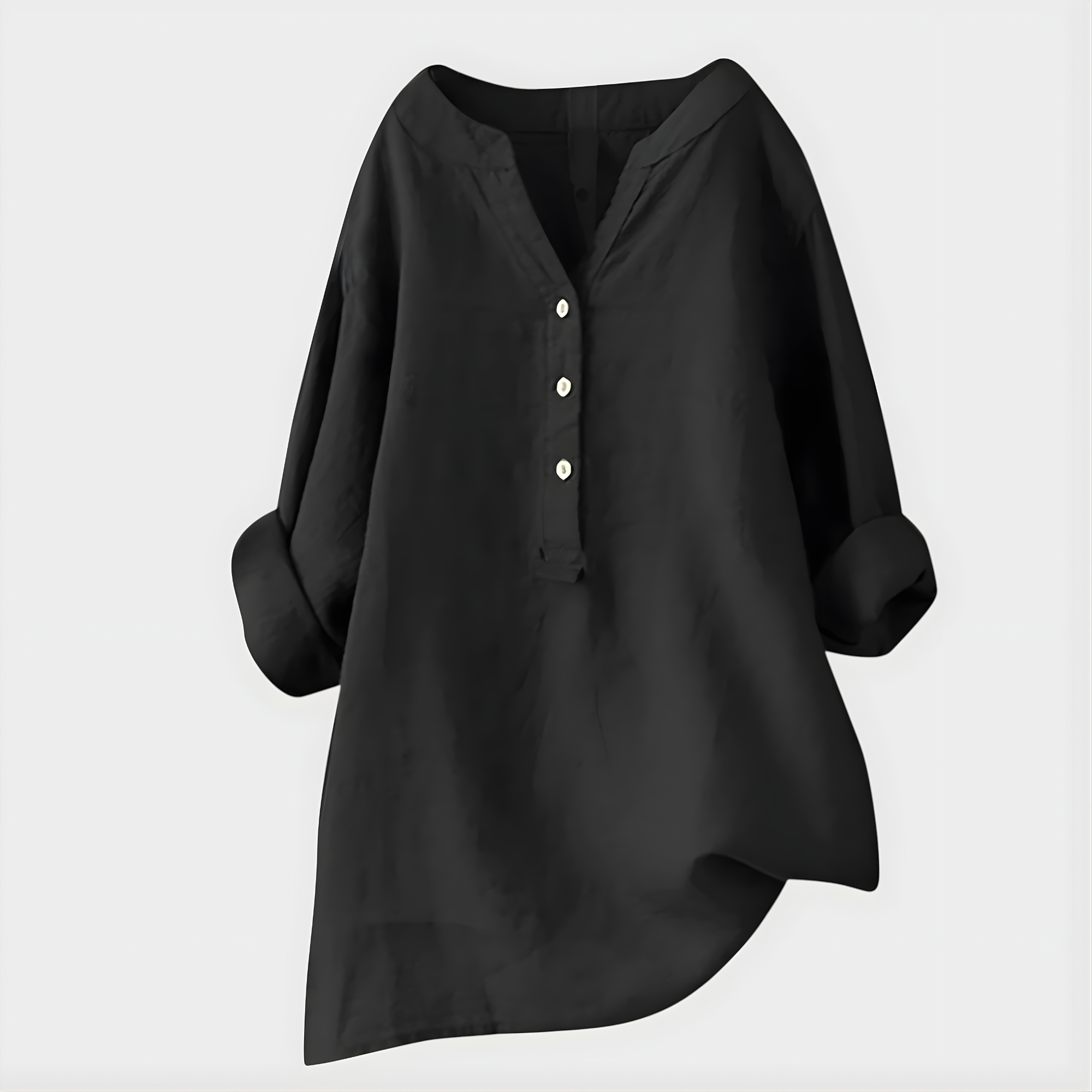 Cotton-Linen V-Neck Blouse
