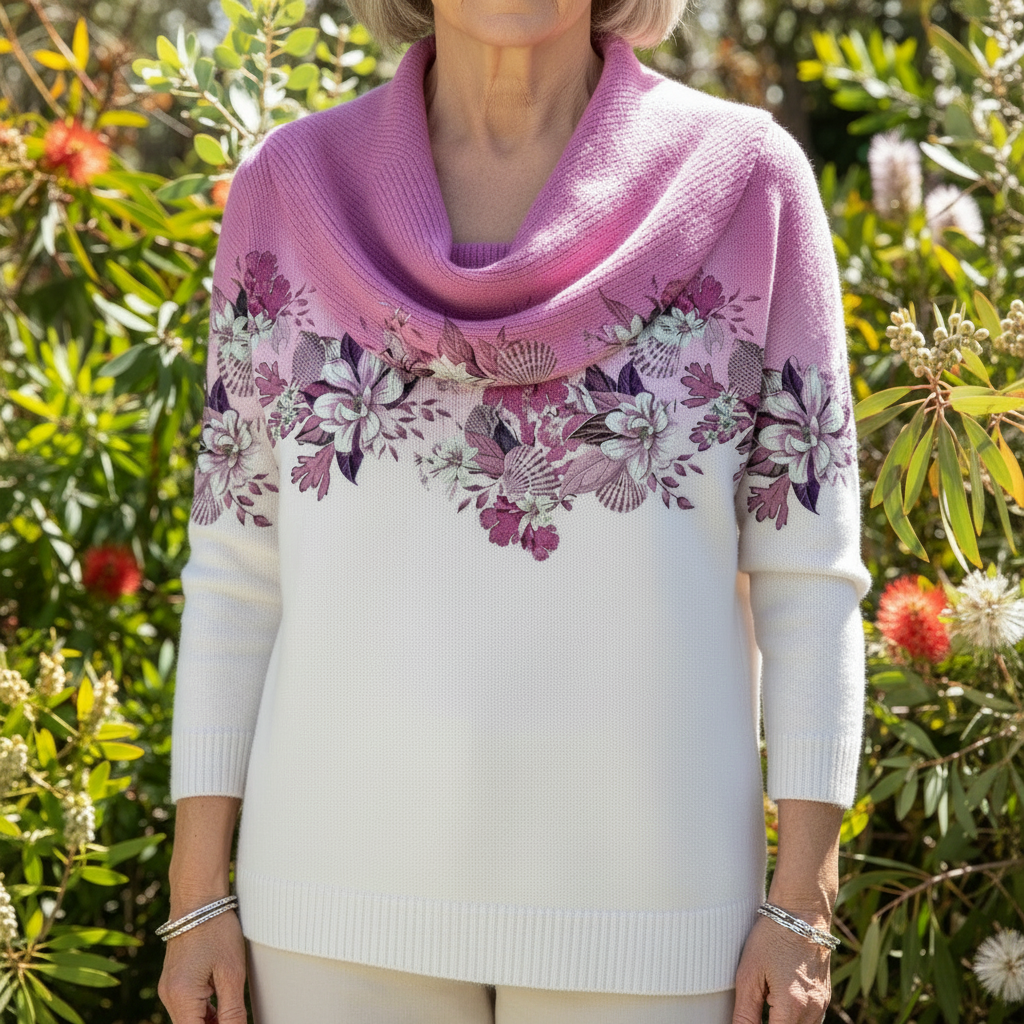 Floral Collared Knit Jumper