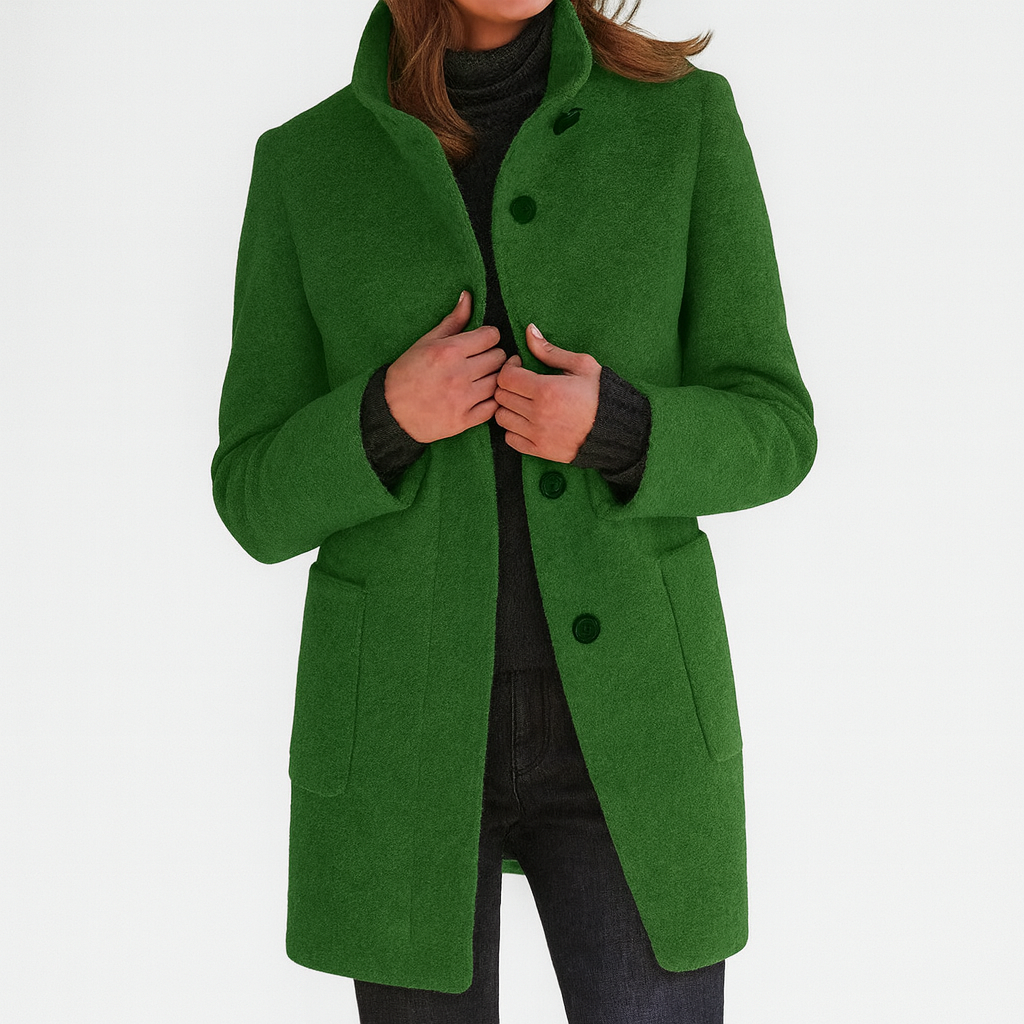 High Collar Wool Blend Jacket