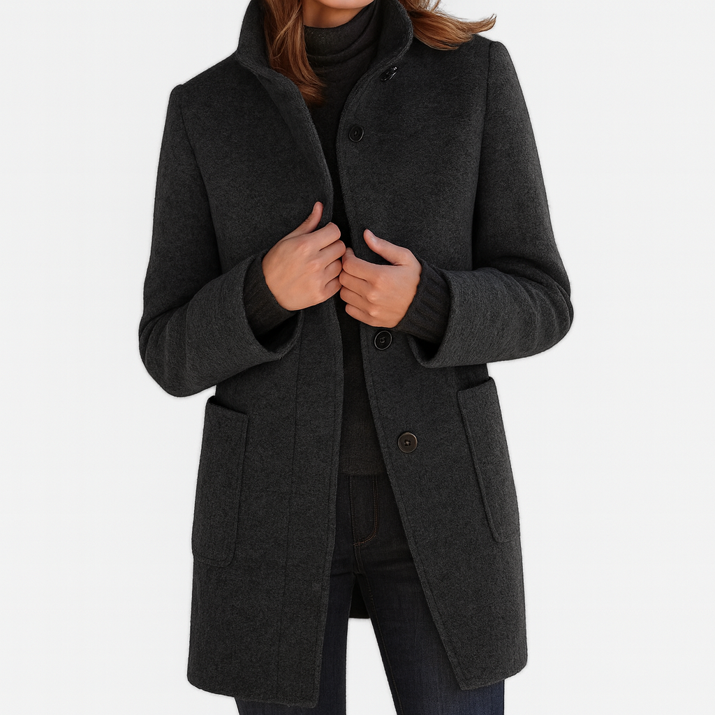 High Collar Wool Blend Jacket