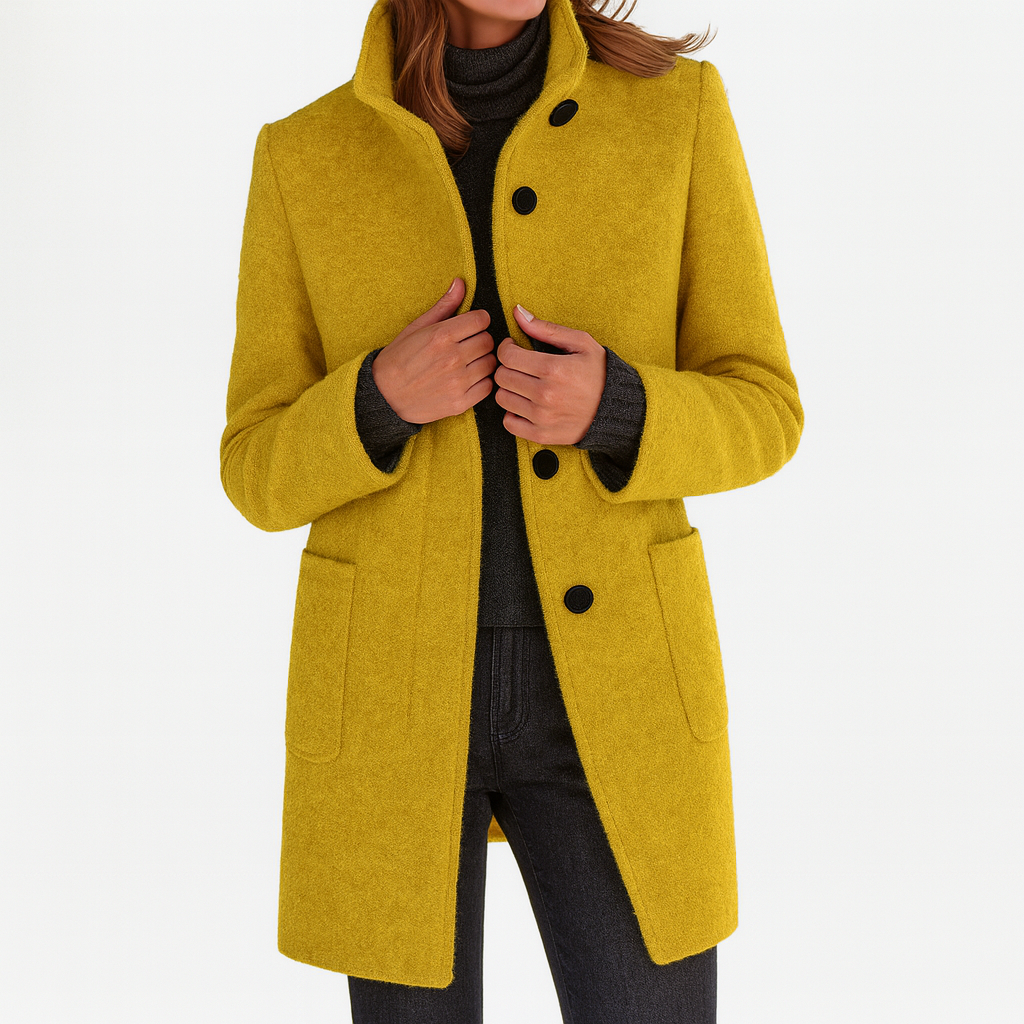 High Collar Wool Blend Jacket