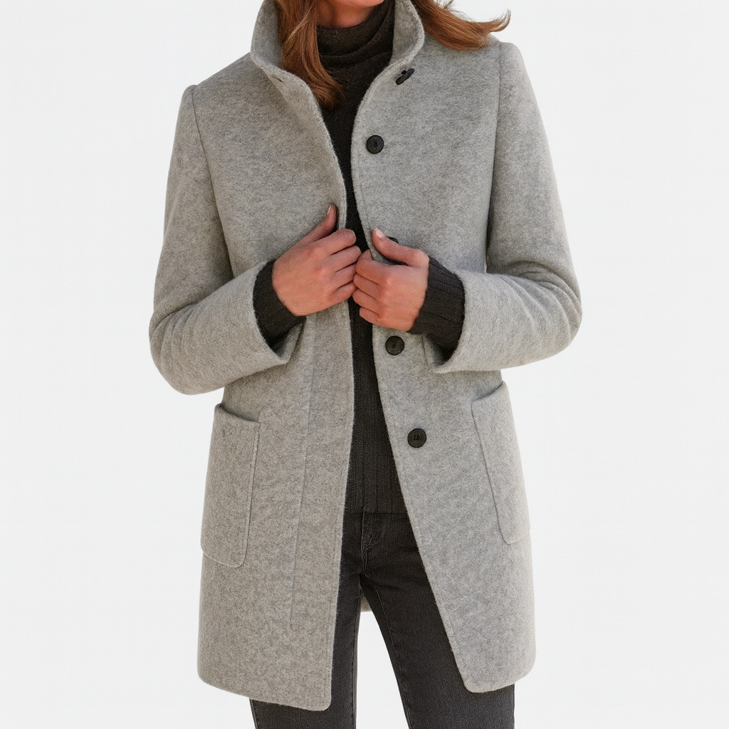 High Collar Wool Blend Jacket