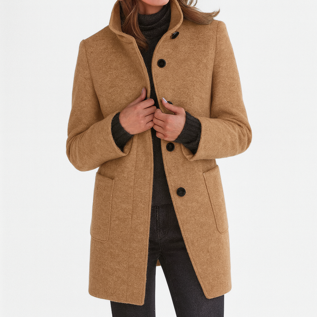 High Collar Wool Blend Jacket