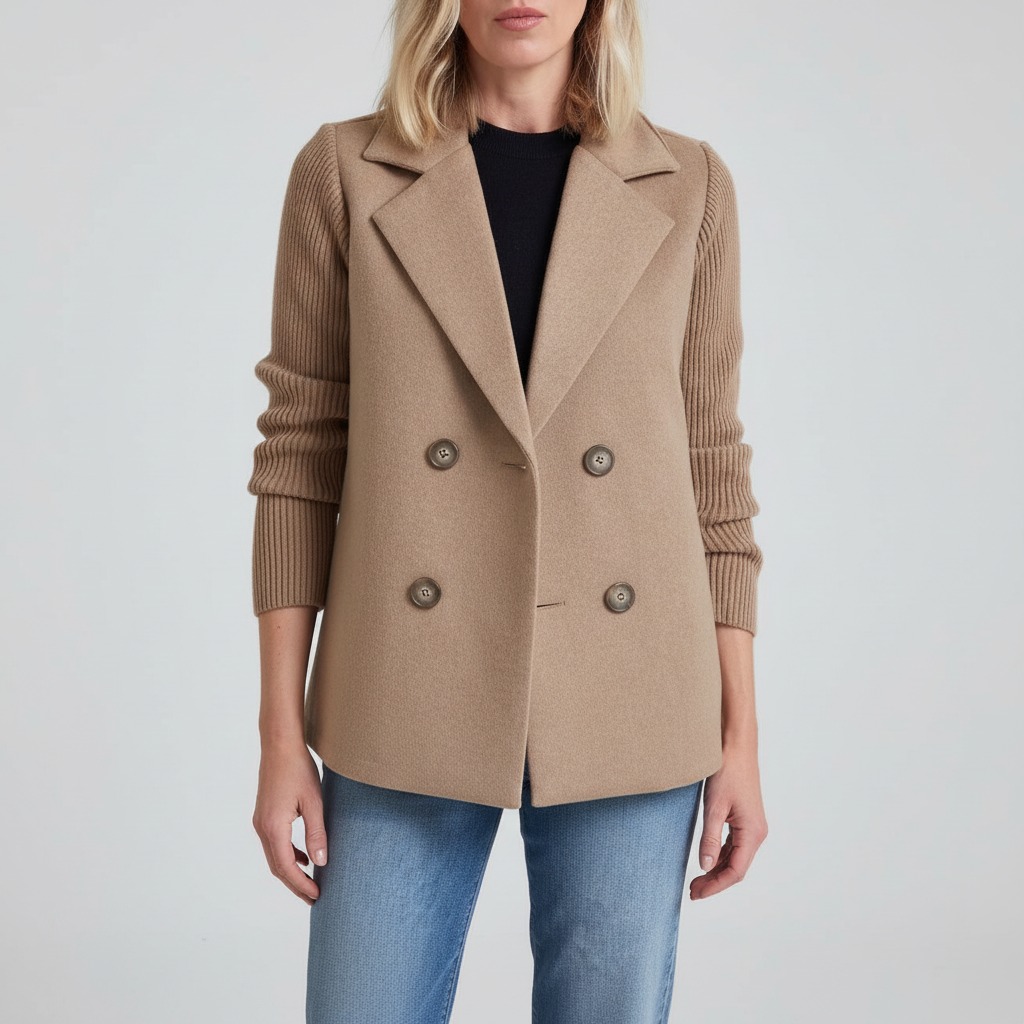Camille Knit-Sleeve Blazer
