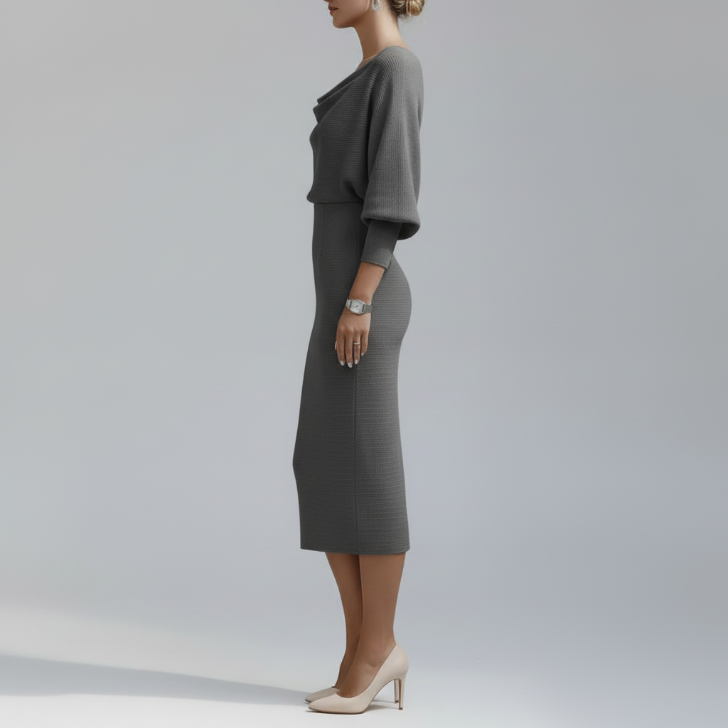 Vera Cowl-Neck Knit Dress