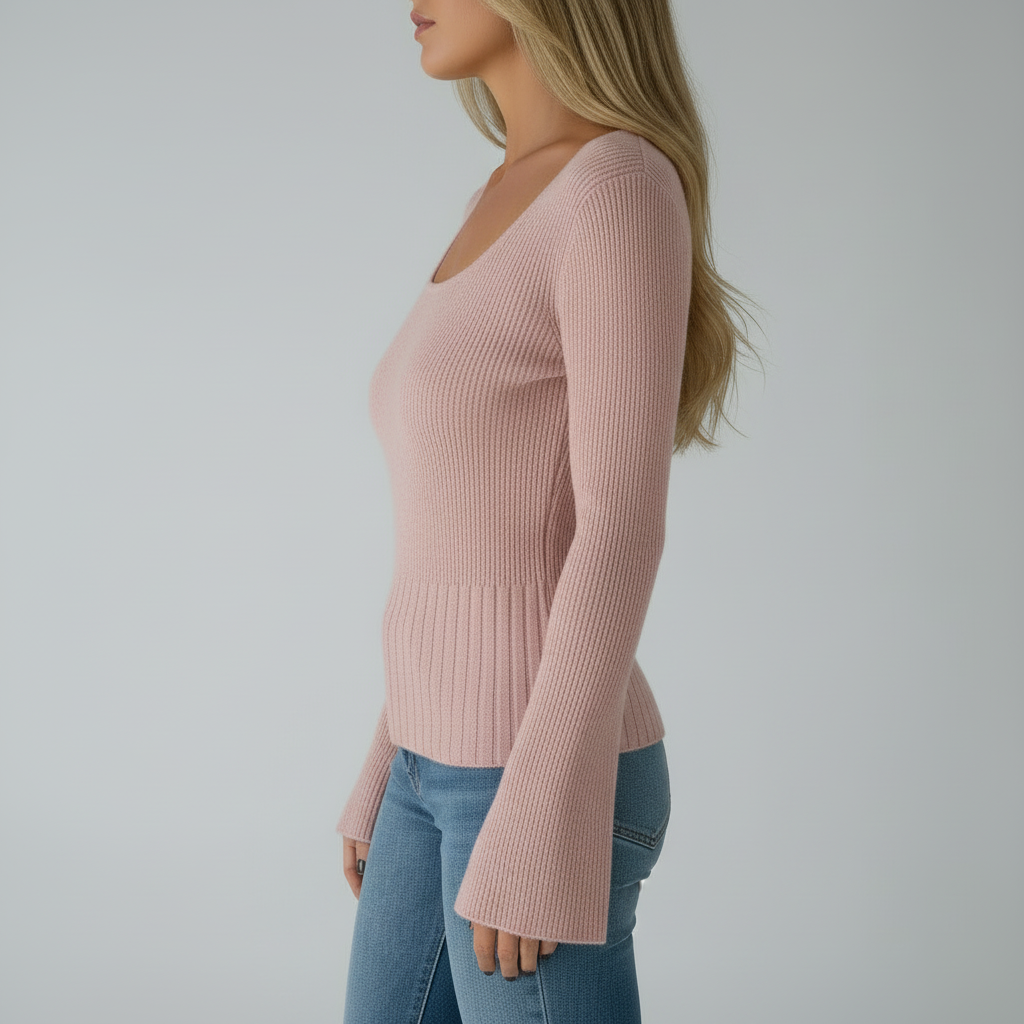 Ribbed Knit Square Neck Top