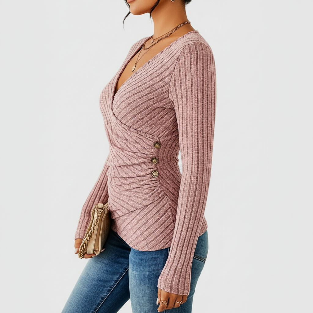 Élise Ribbed Wrap Top