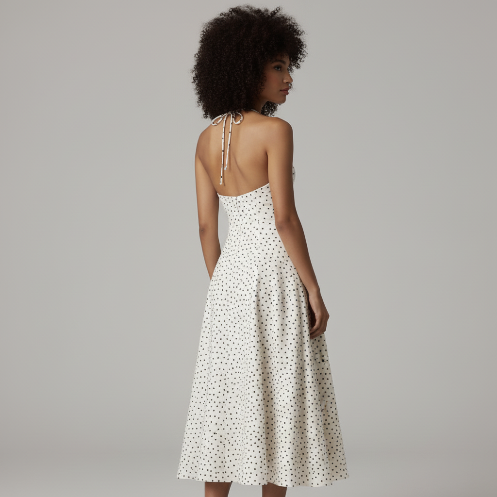 Polka Dot Halter Midi Dress