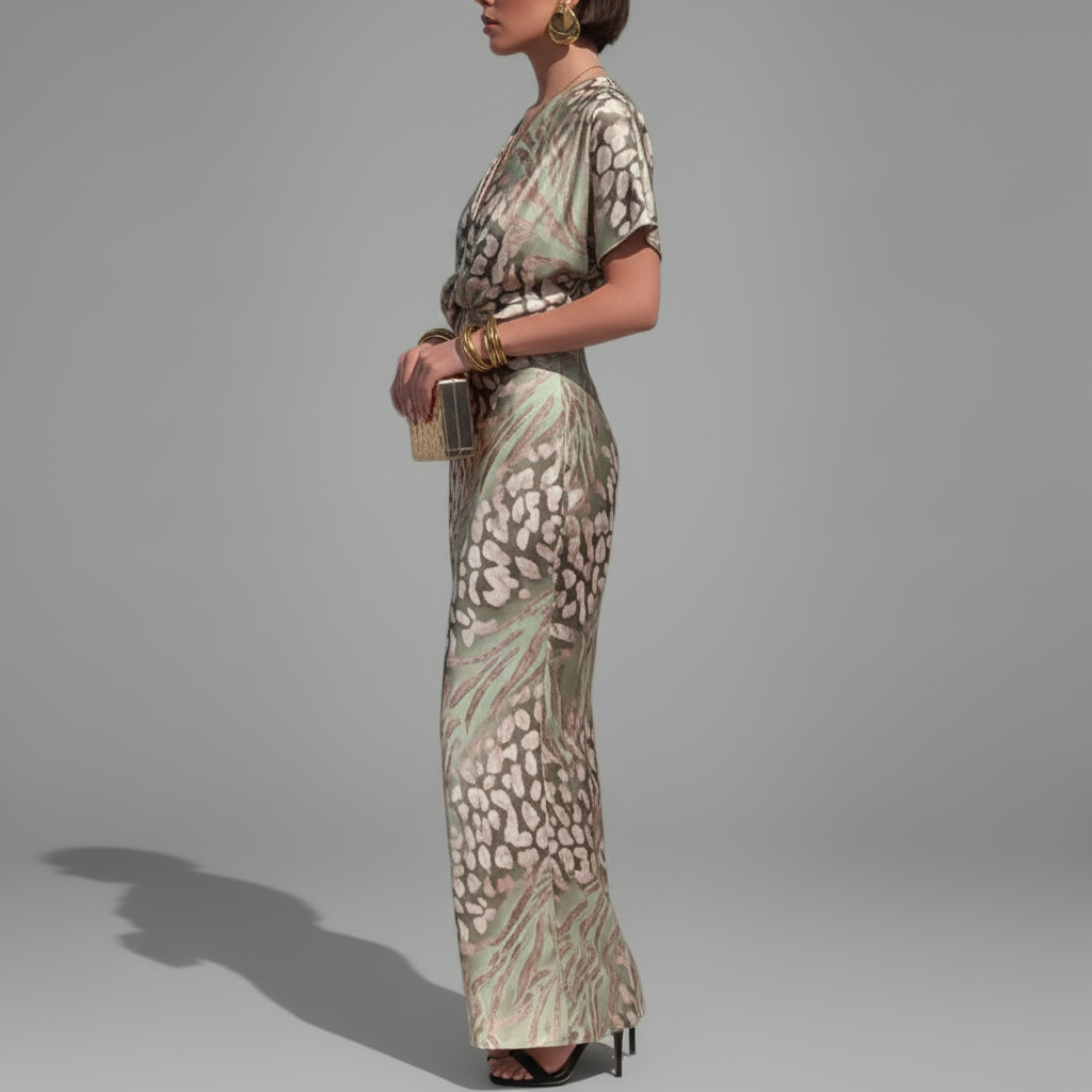 Sage Animal Print Dress