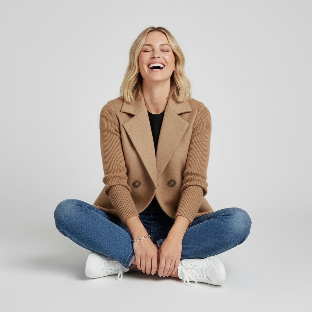 Camille Knit-Sleeve Blazer