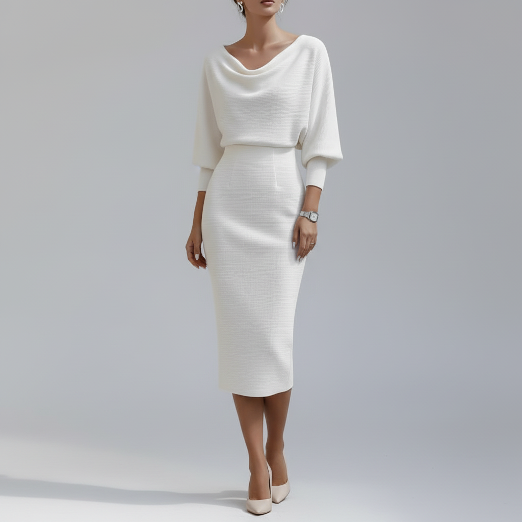 Vera Cowl-Neck Knit Dress