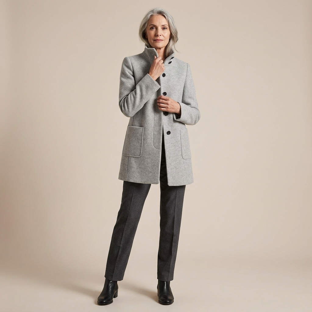 High Collar Wool Blend Jacket