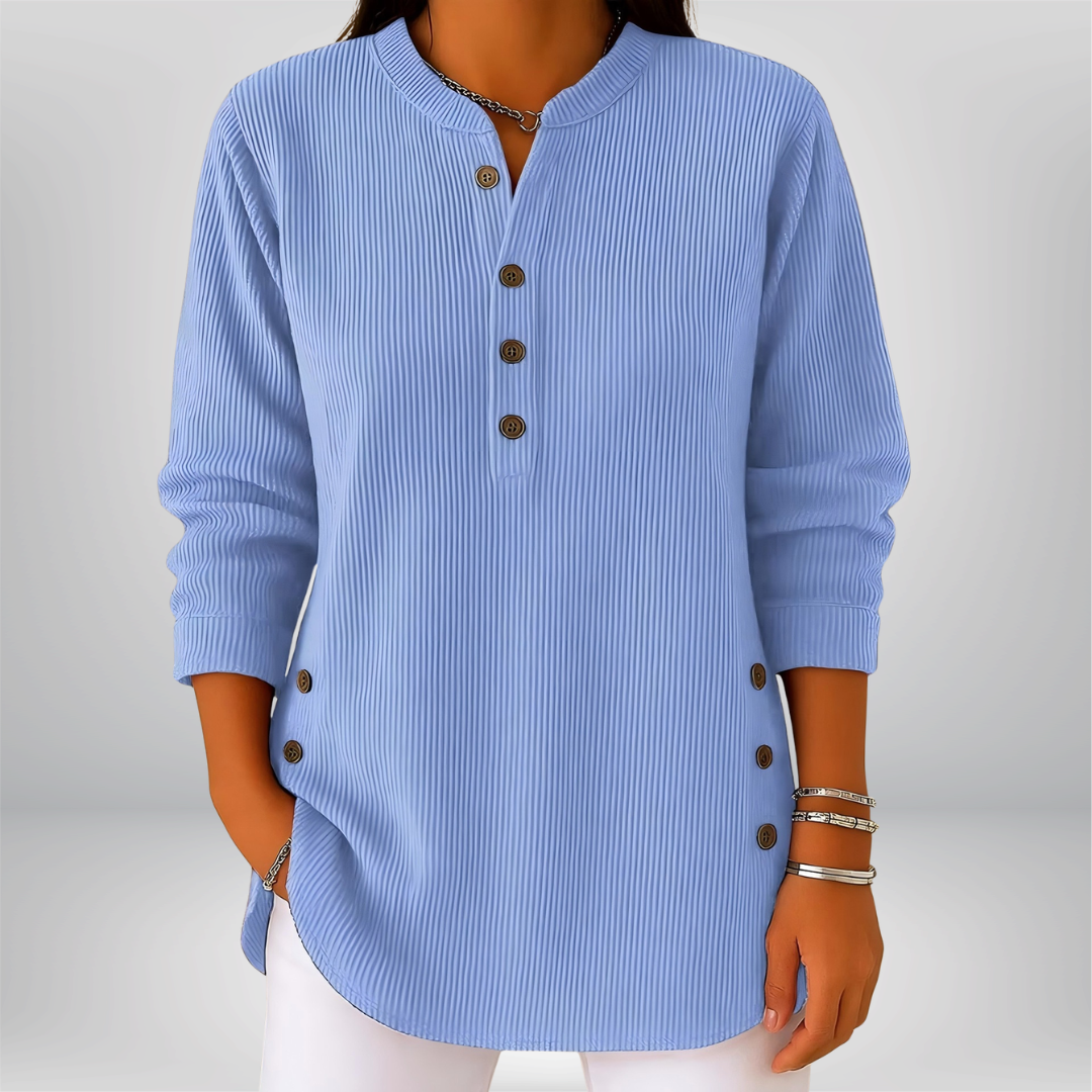 Nora Ribbed Henley Top