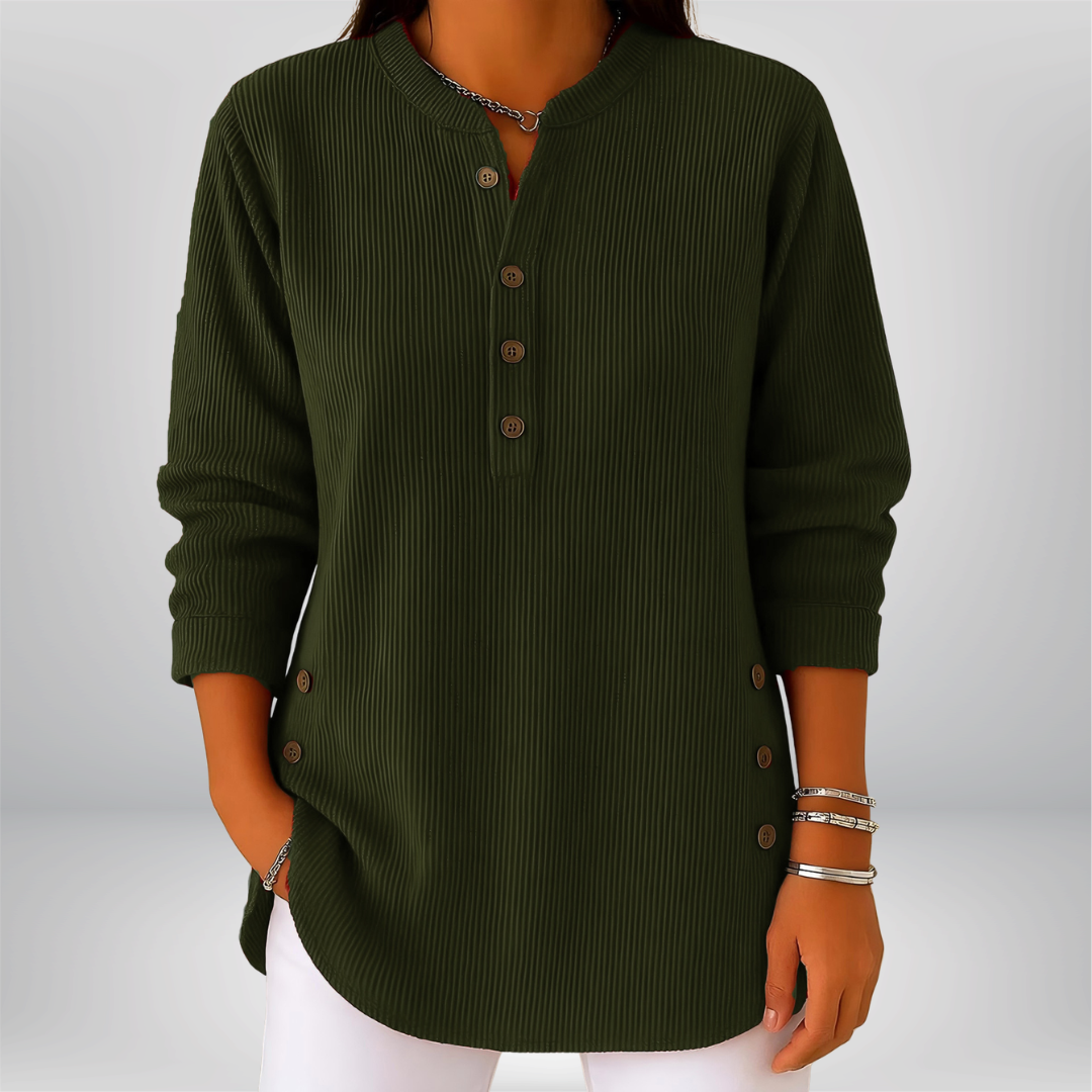 Nora Ribbed Henley Top