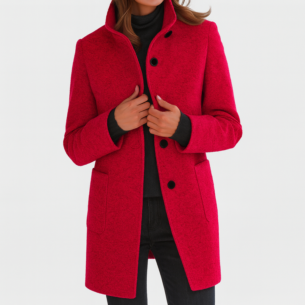 High Collar Wool Blend Jacket