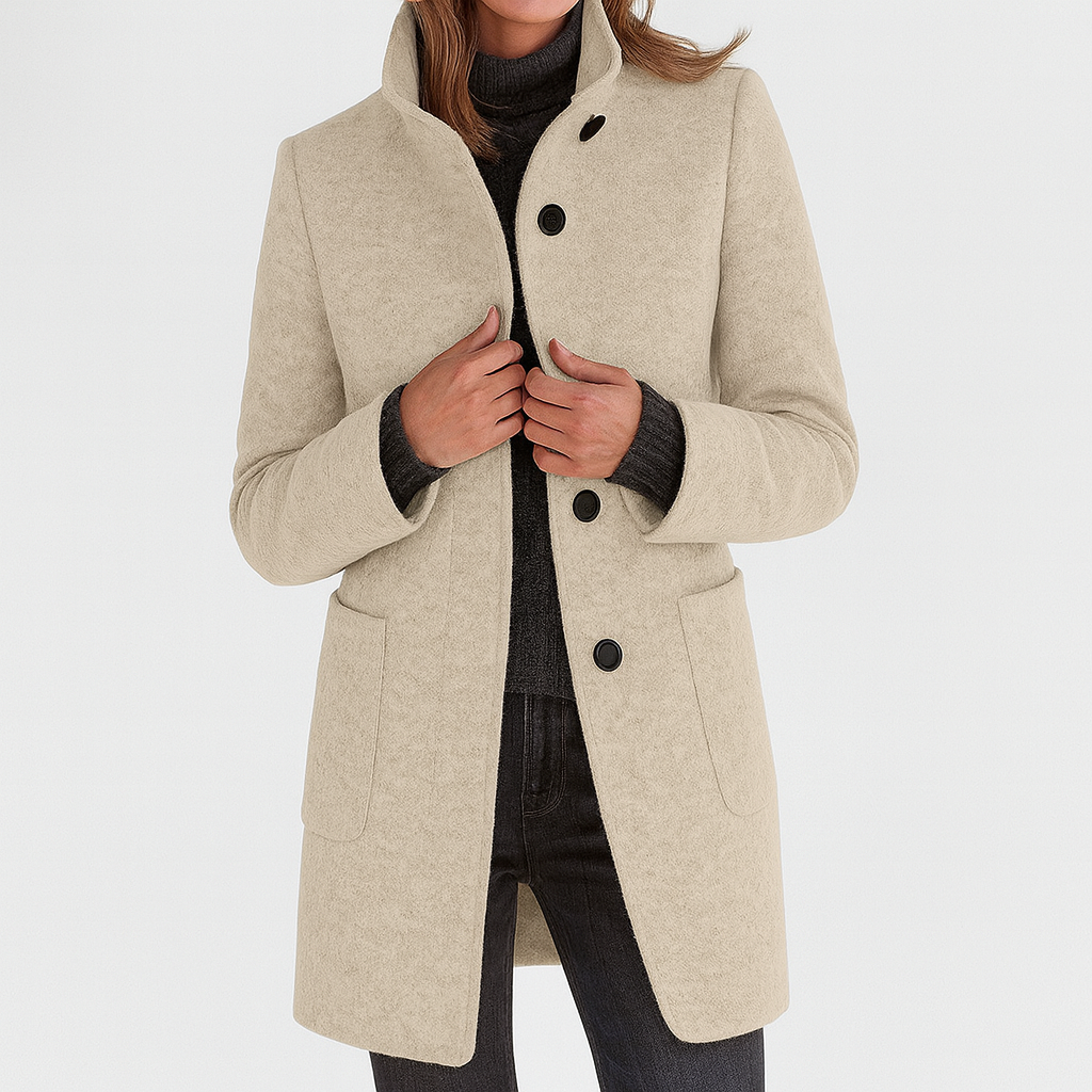 High Collar Wool Blend Jacket