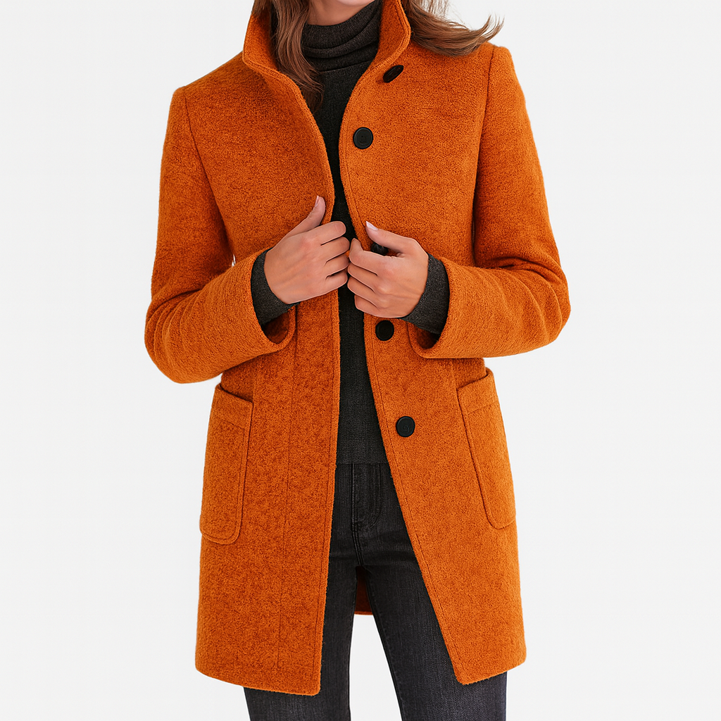 High Collar Wool Blend Jacket