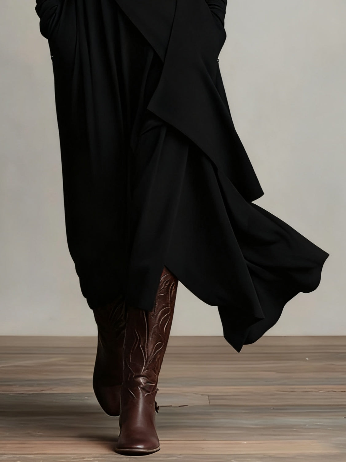 Asymmetric Turtleneck Maxi Dress