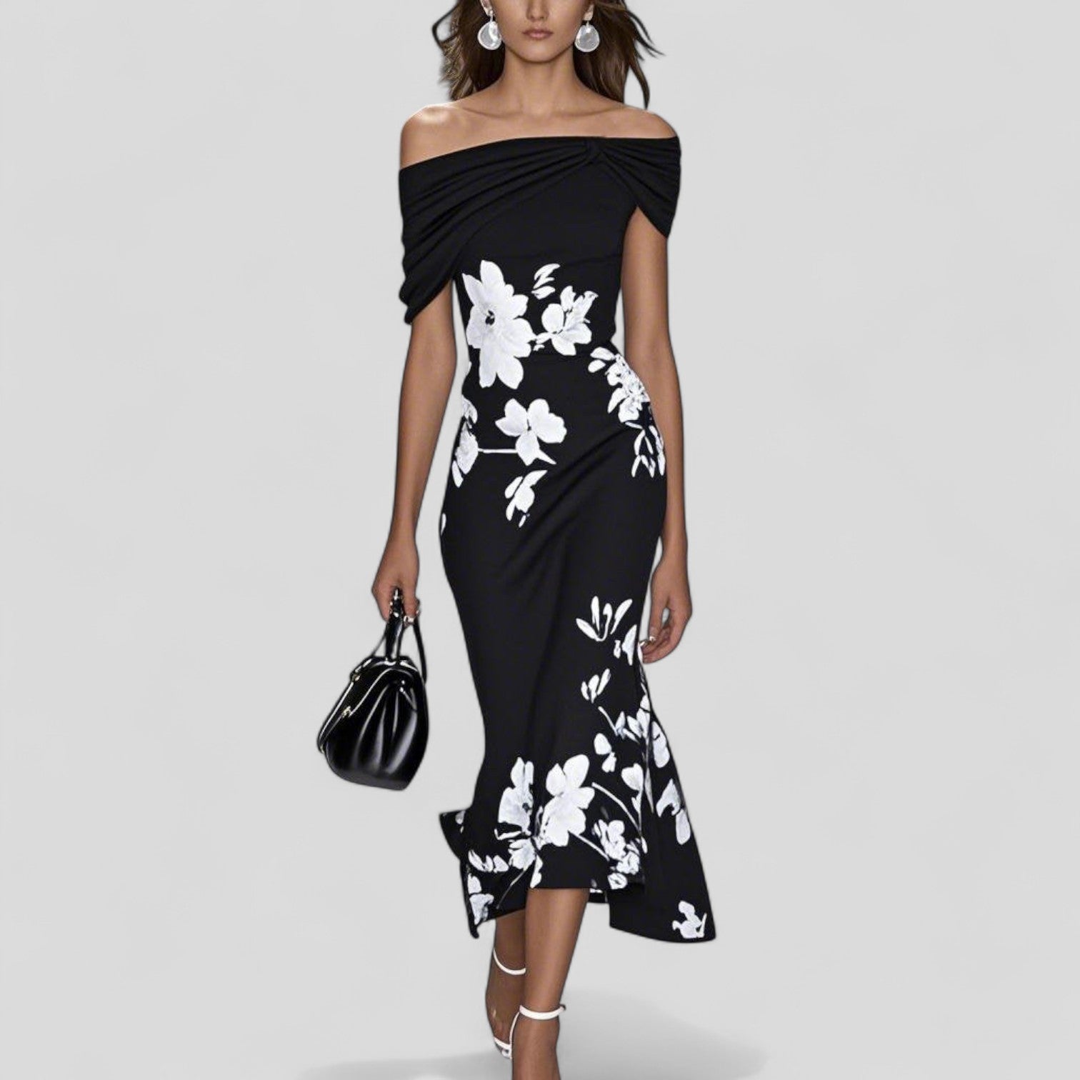 Floral Off-Shoulder Midi Dress