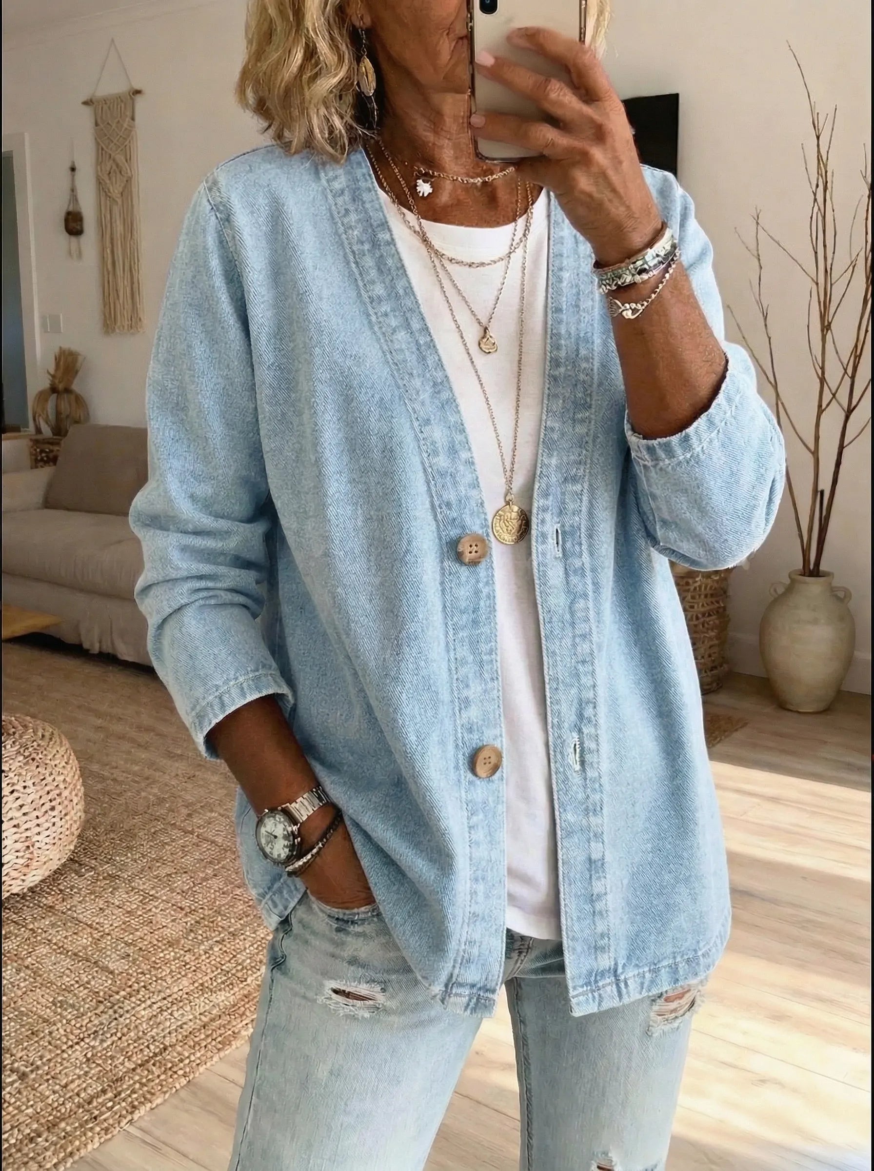 V-Neck Longline Shirt