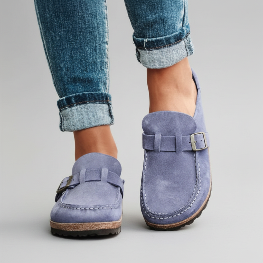 Solène Suede Buckle Clog