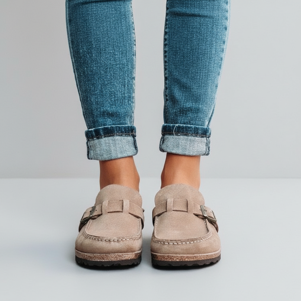 Solène Suede Buckle Clog