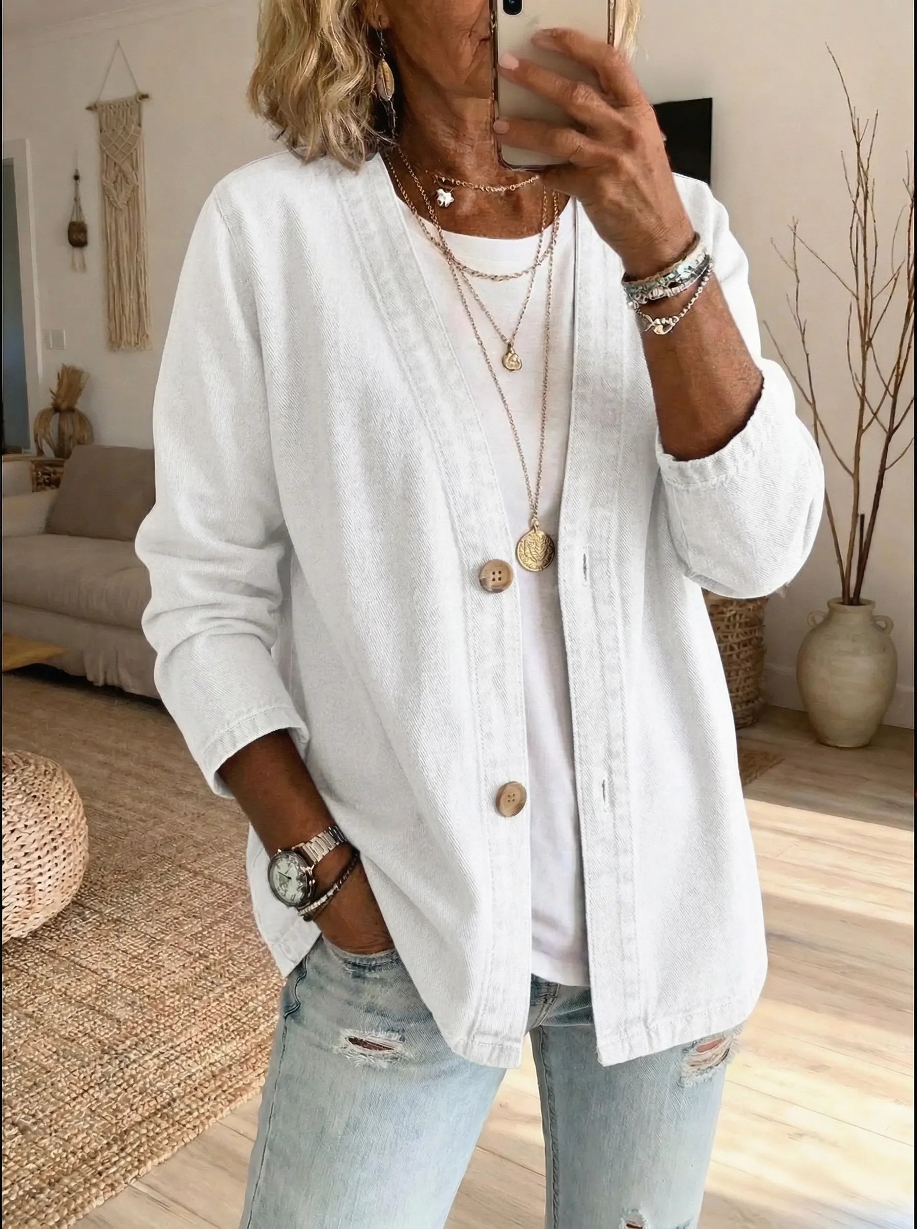 V-Neck Longline Shirt