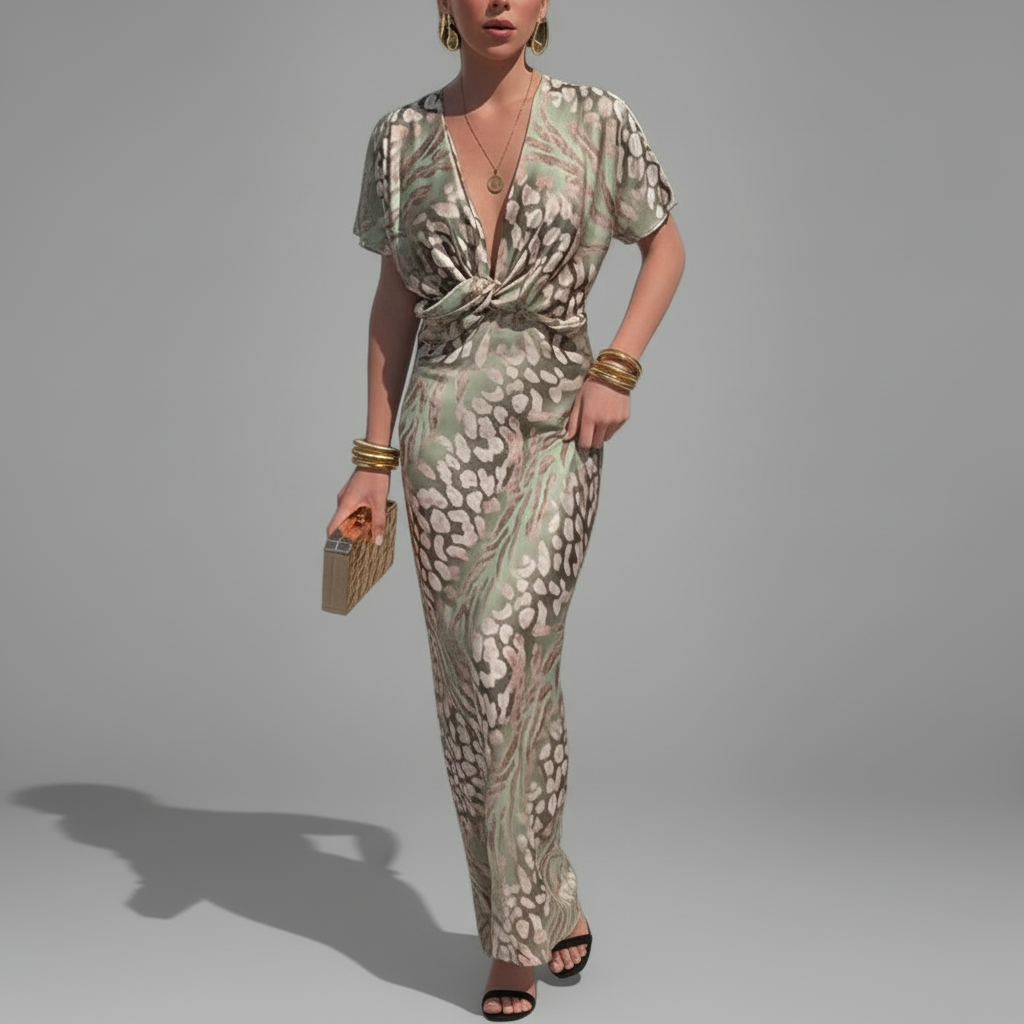 Sage Animal Print Dress