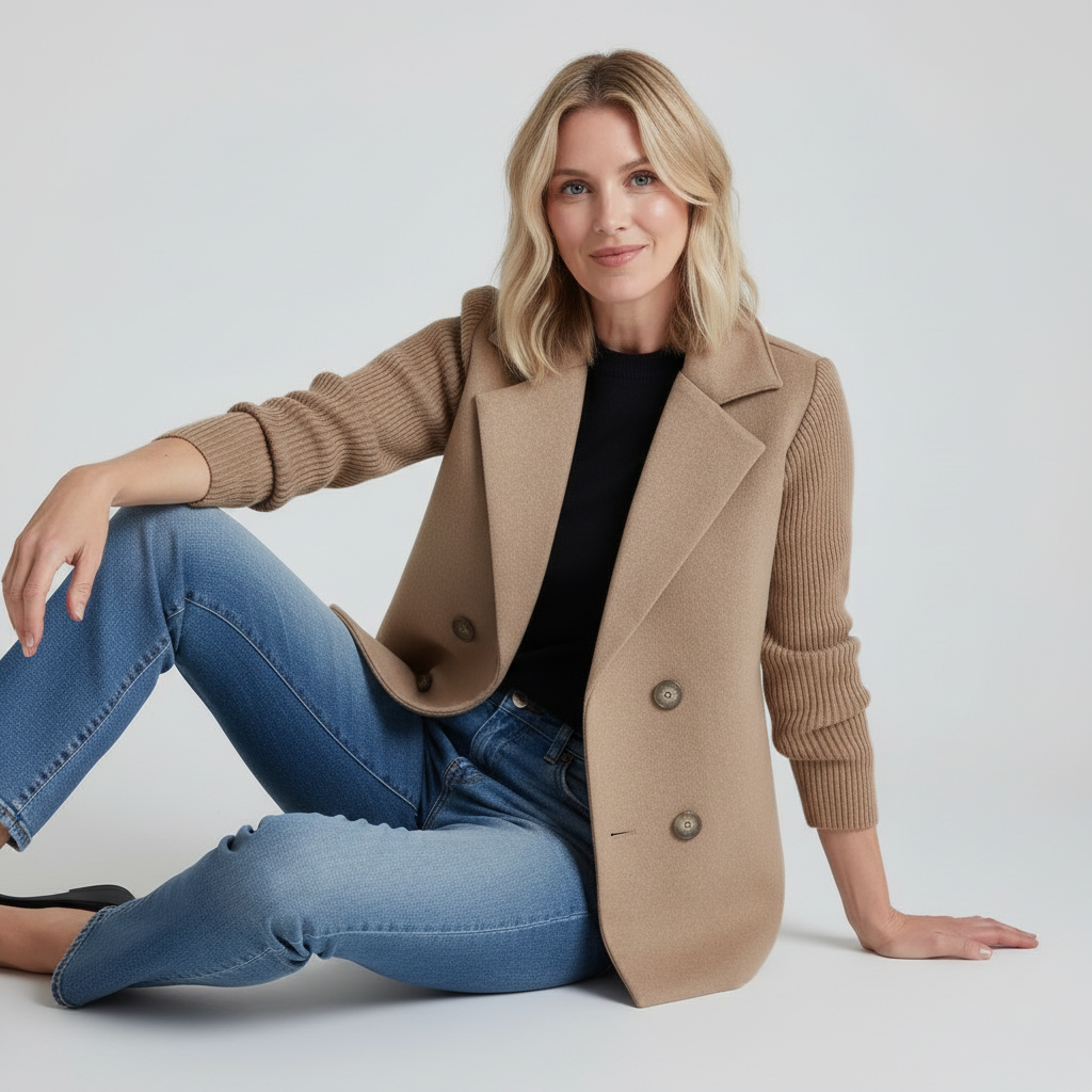 Camille Knit-Sleeve Blazer