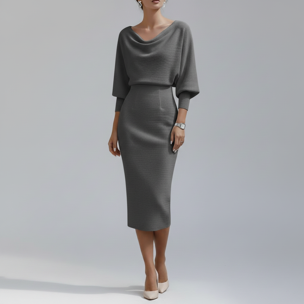 Vera Cowl-Neck Knit Dress