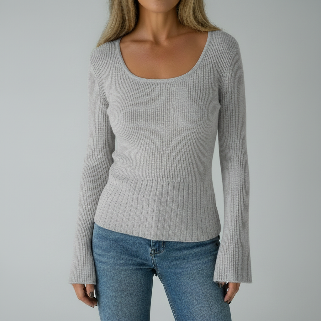 Ribbed Knit Square Neck Top