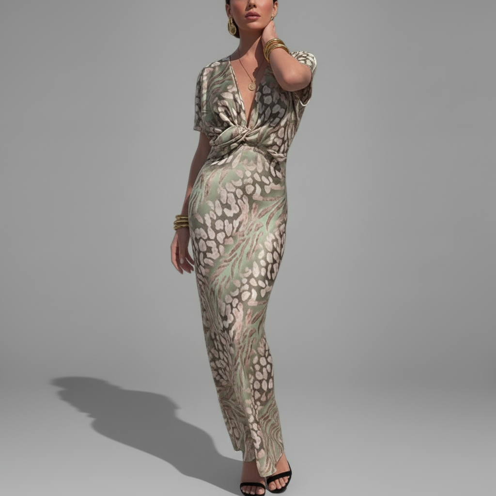 Sage Animal Print Dress