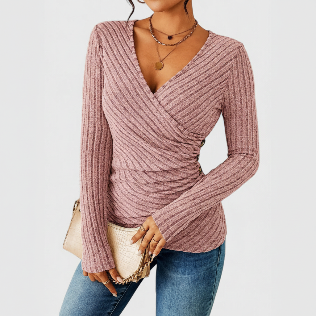 Élise Ribbed Wrap Top
