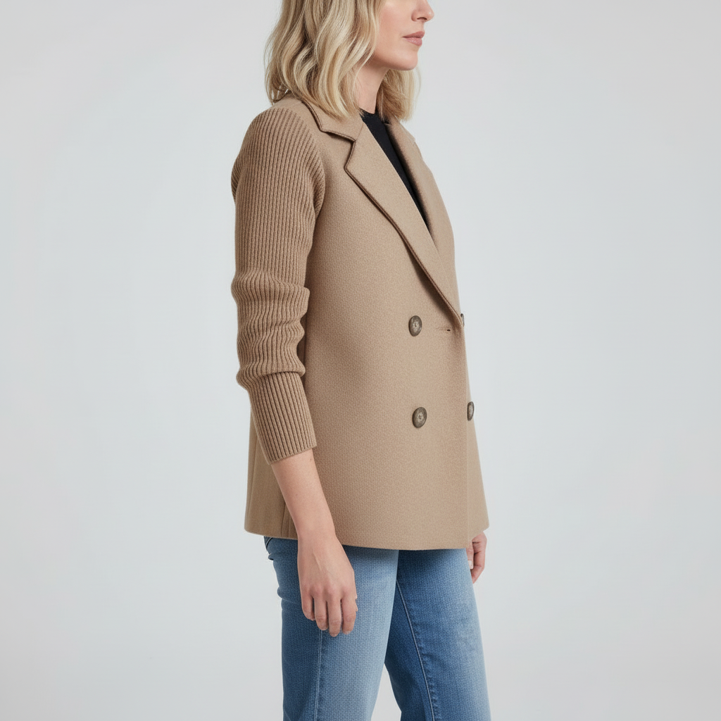 Camille Knit-Sleeve Blazer