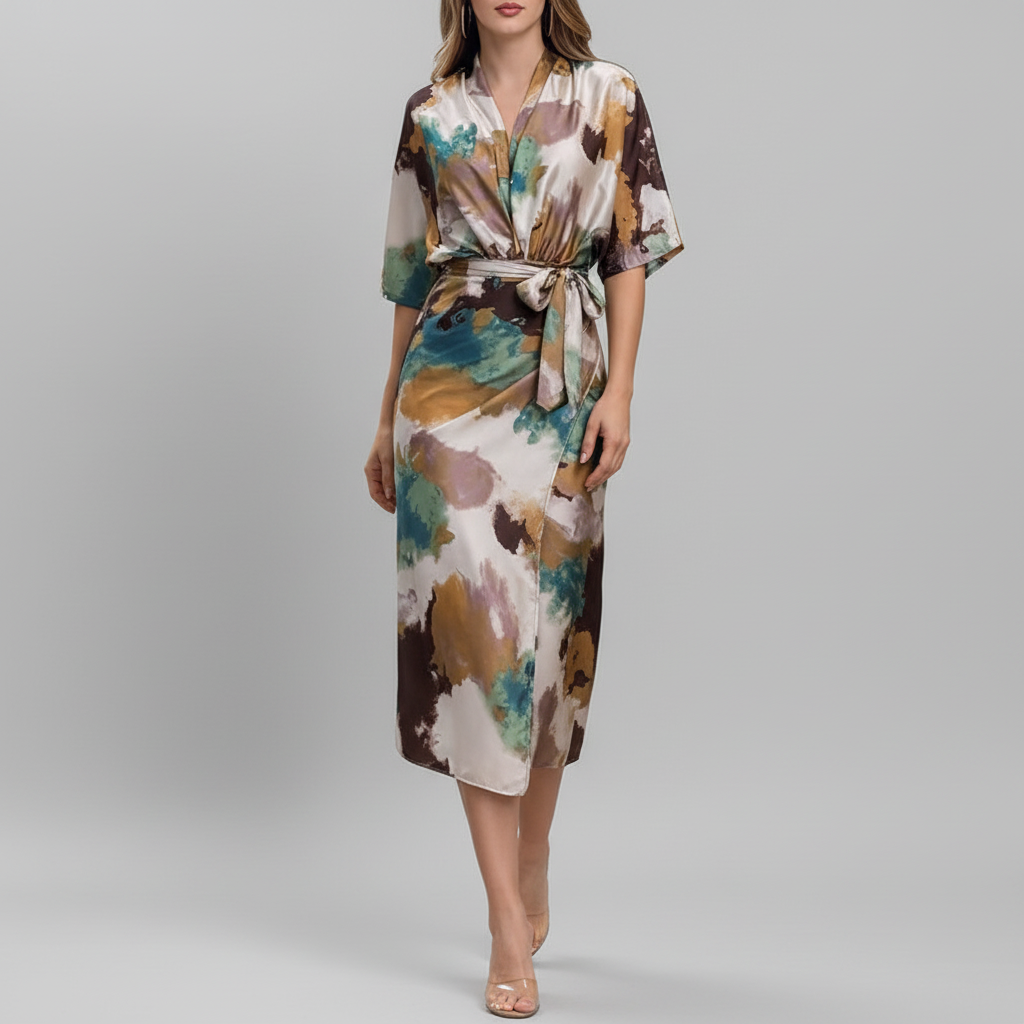 Solveig Watercolor Wrap Dress